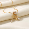 Korean Style Bow Heart Pendant Necklace - Anti-Tarnish Gold Plated