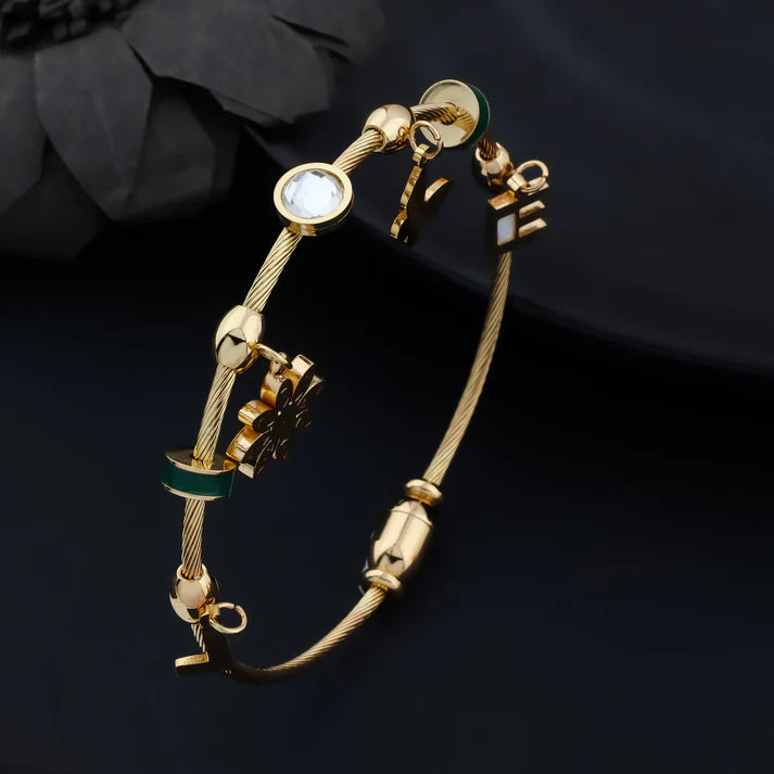 Korean Butterfly & Crystal Charm Bracelet - Anti-Tarnish Gold Plated