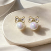 Korean Coquette Pearl Bow Drop Earrings -  Dainty Jewelry