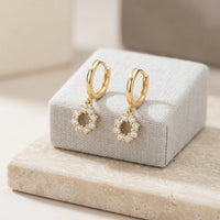 Korean Crystal Circle Drop Earrings | Anti-Tarnish Gold Plated Minimalist Dangle