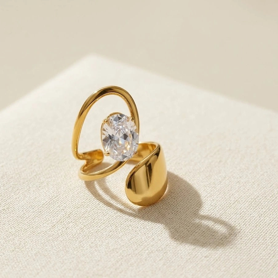Korean Open Wrap Statement Ring - Anti Tarnish Gold Plated