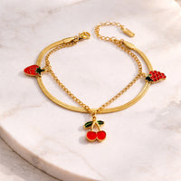 Korean Style Fruit Charm Double Layer Bracelet - Anti Tarnish