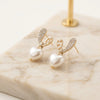 Korean Heart Pearl Drop Earrings - Dainty Gold CZ Fashion Earrings | Moncheri