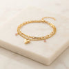 Korean Double Layer Heart & Pink Gem Anti Tarnish Gold Plated Bracelet