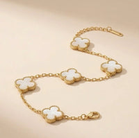 White Clover & Zircon Tennis Bracelet Stack | Anti-Tarnish Gold Plated