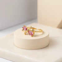 Coquette Pink Bow Ring - Adjustable Anti Tarnish Gold Plated