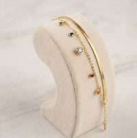 Multi-Color Stone Layered Gold Plated Bracelet | Anti Tarnish