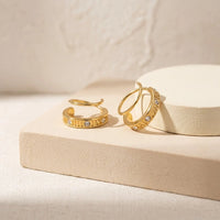 Roman Numeral Double Hoop Earrings - Anti Tarnish Gold Plated
