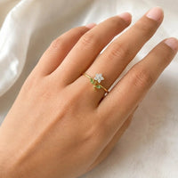 Dainty Floral Adjustable Ring - Anti Tarnish Gold Plated