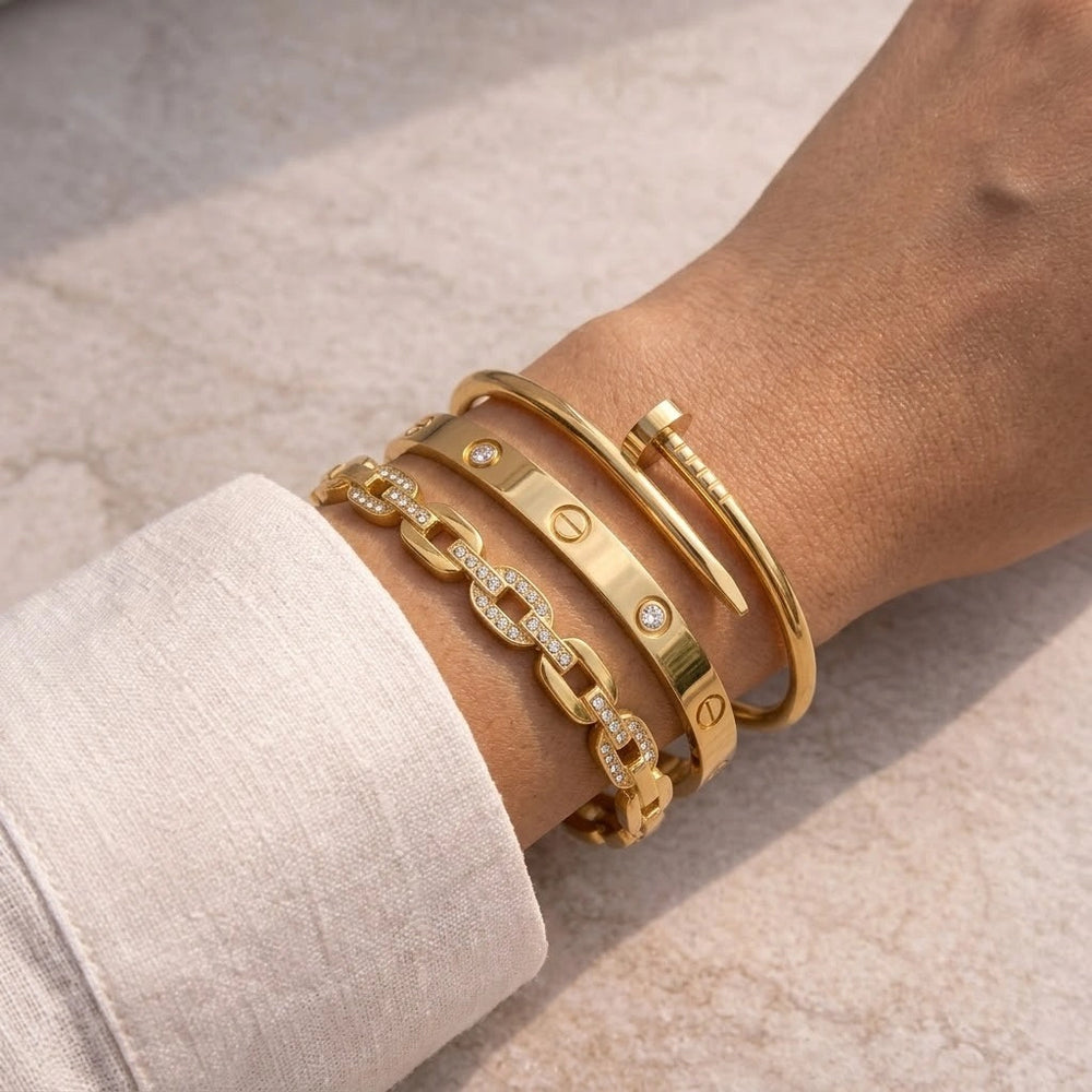 The It-Girl Gold Bracelet Stack (3-Piece Set)