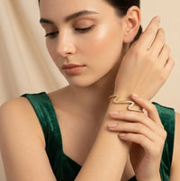 Wave Bangle | Anti-Tarnish Gold-Plated Crystal Bracelet