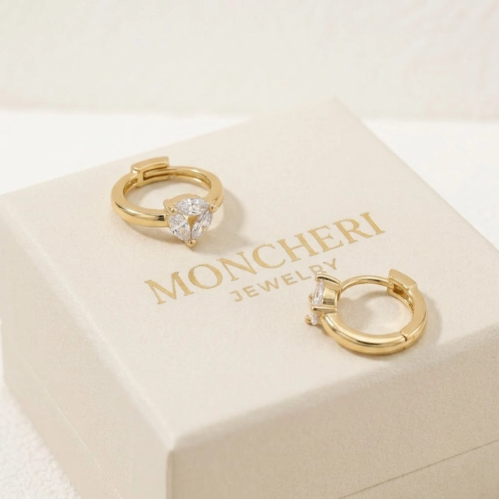 Anti Tarnish Gold Plated Zirconia Hoop Earrings - Korean Minimalist