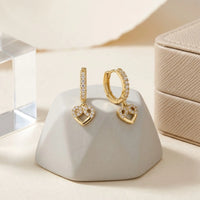 Crystal Heart Dangle Earrings - Anti Tarnish Gold Plated