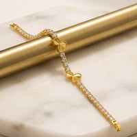 Crystal Heart Tennis Bracelet | Anti-Tarnish Gold Plated