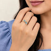 Aqua Blue Bow Ring - Anti Tarnish Gold Plated Adjustable
