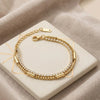 Double Layered CZ Tennis & Bar Chain Bracelet - Anti-Tarnish Gold Plated