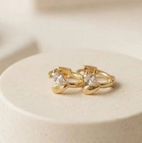 Crystal Leaf Hoop Earrings - Anti Tarnish Gold Plated