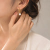 Pearl Drop Hoop Earrings - Anti-Tarnish Gold-Plated