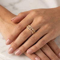 Pink Teardrop Crystal Adjustable Ring - Anti Tarnish Gold Plated