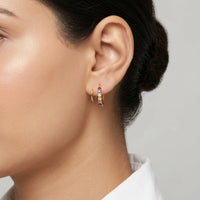 Rainbow Stone Spiral Hoop Earrings - Anti Tarnish Gold Plated