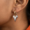 Dual Tone Heart Drop Hoop Earrings - Anti Tarnish Gold Plated