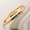 Korean Nail Cuff Bracelet with Gemstones - Anti Tarnish Gold Plated