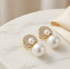 Korean Pearl & Crystal Drop Earrings