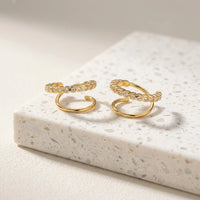 Korean Spiral Double Hoop Earrings - Anti Tarnish Gold Plated