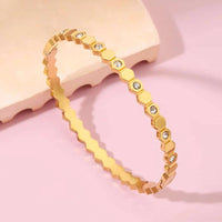 Hexagon Geometric Anti-Tarnish Gold-Plated Bracelet | Minimalist Korean Bangle