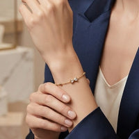 Coquette Crystal Bow Bracelet - Anti-Tarnish Gold Plated