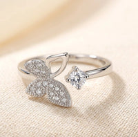 Crystal Butterfly Fashion Ring - High Quality Silver Tone | Moncheri