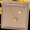 Double Butterfly Necklace - Anti-Tarnish Gold Plated Chain | Korean Style Minimalist Pendant for Women