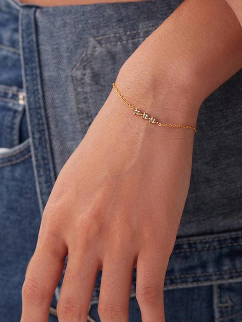 Anti Tarnish Gold Plated Three Stone Minimalist Bracelet
