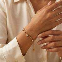 Heart Charm Beaded Bracelet - Anti-Tarnish Gold Plated