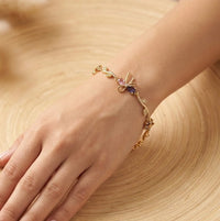 Korean Style Dainty Floral Butterfly Gold Plated Bracelet-Tulip
