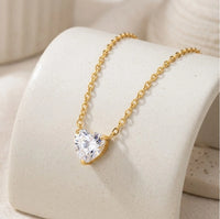 Heart Diamond Look Necklace - Anti-Tarnish Western Jewellery