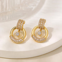 Crystal Dangle Hoop Earrings - Anti Tarnish Gold Plated