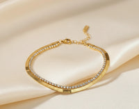 Anti-Tarnish Layered Herringbone & Tennis Bracelet | 18K Gold Plated