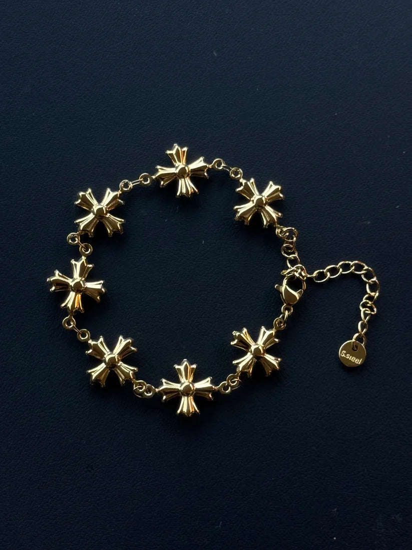 Gothic Cross Anti-Tarnish Gold Plated Bracelet