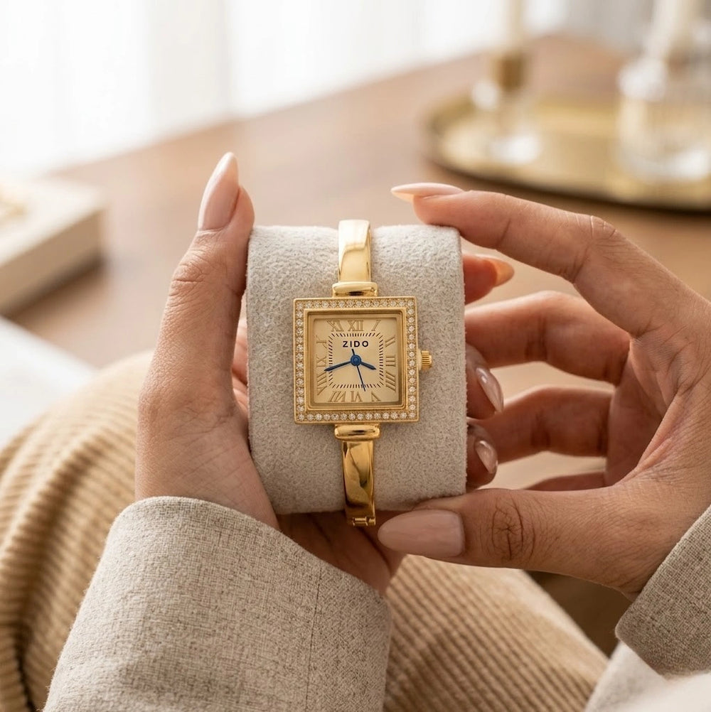 Vintage Square Dial Gold Plated Watch | Anti-Tarnish & Water Resistant
