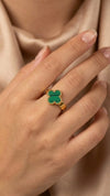 Green Clover Anti Tarnish Gold Plated Ring | Adjustable Minimalist Design