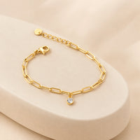 Dainty Chevron & Charm Chain Bracelet Stack | Anti-Tarnish Gold Plated