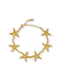 Textured Starfish Link Bracelet - Anti-Tarnish Gold Plated Stainless Steel (Korean Style)
