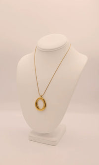 Organic Abstract Oval Pendant Necklace - Anti-Tarnish Gold Plated Jewellery