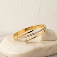 Crystal Nail Cuff Gold Plated Bracelet | Anti-Tarnish Wrap Bangle ( baby size )