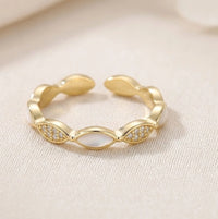 Dainty Gold Marquise Pearl & CZ Fashion Ring - Minimalist Korean Style