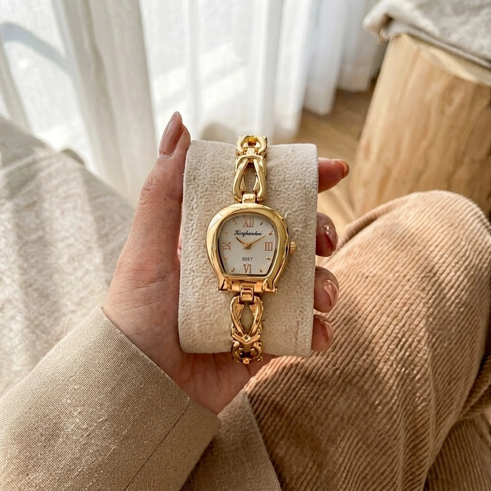 Vintage Shield Dial Gold-Plated Watch | Anti-Tarnish Women's Timepiece