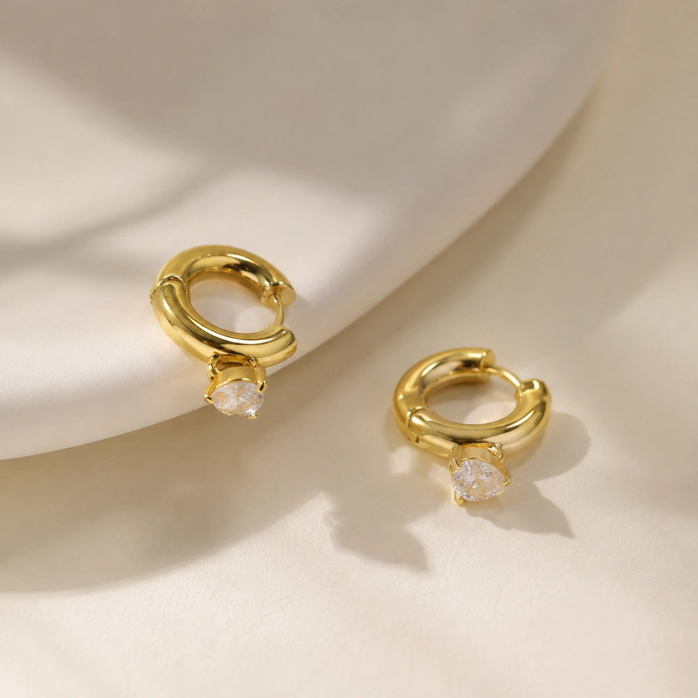 Anti-Tarnish Gold-Plated Chunky Heart Hoop Earrings