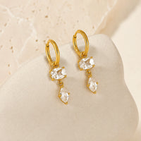 Minimalist Crystal Drop Earrings | Anti-Tarnish Gold Plated