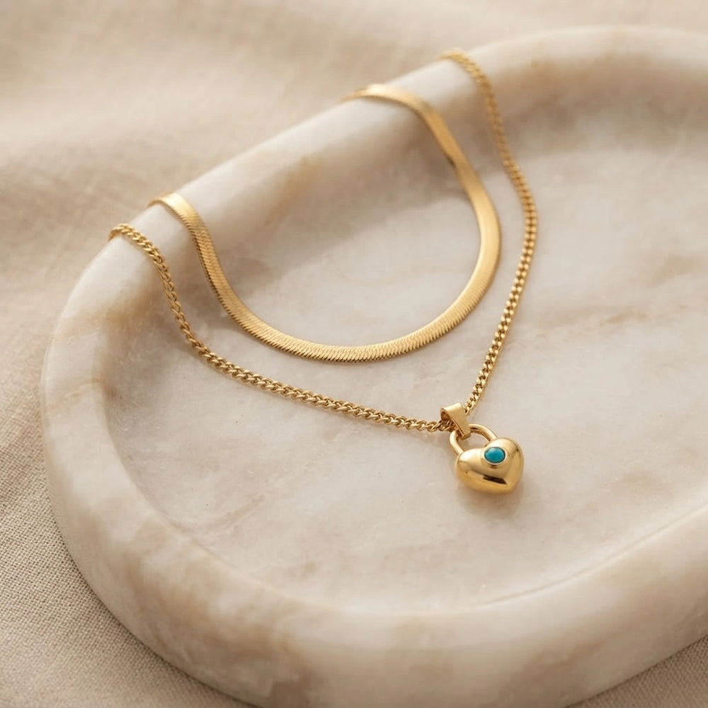 Minimalist Heart Pendant 2-Layer Necklace - Anti-Tarnish Gold-Plated